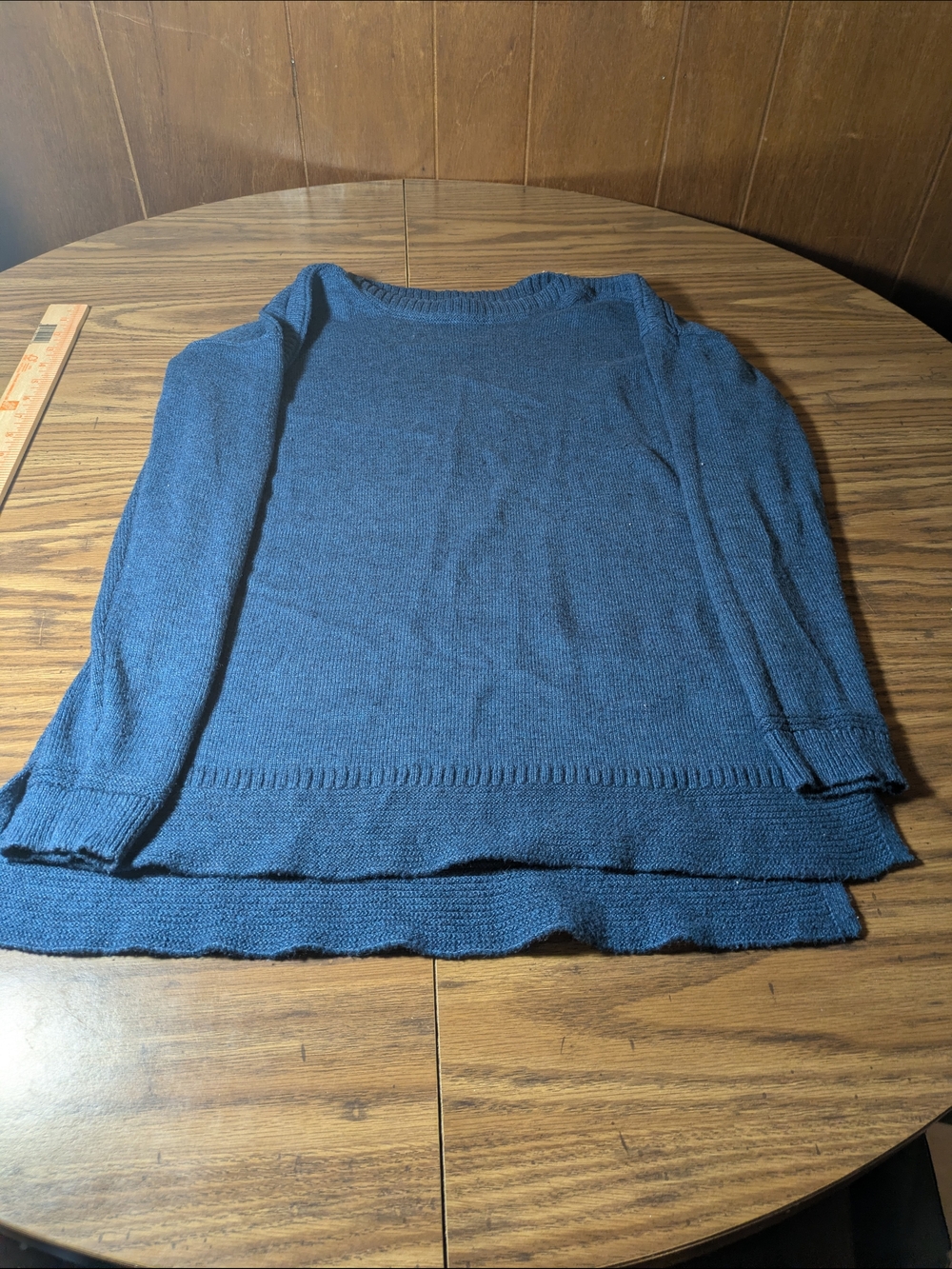 Old navy Minimalist Cozy knit cotton blend teal sweater ribbed sleeve cuffs